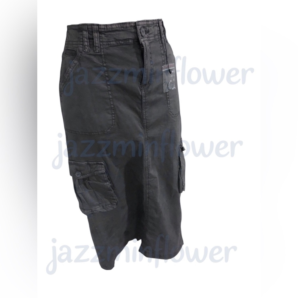 Garage washed Black cargo style‎ twill look long skirt size XS